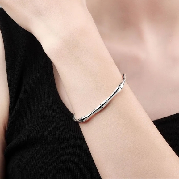MEN | NEW Small Solid Bamboo S925 Adjustable Cuff Bracelet - Picture 15 of 16